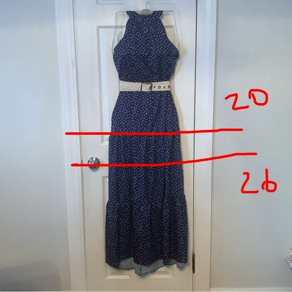 NWT White Dots on Blue Maxi Dress Size L - Picture 10 of 10
